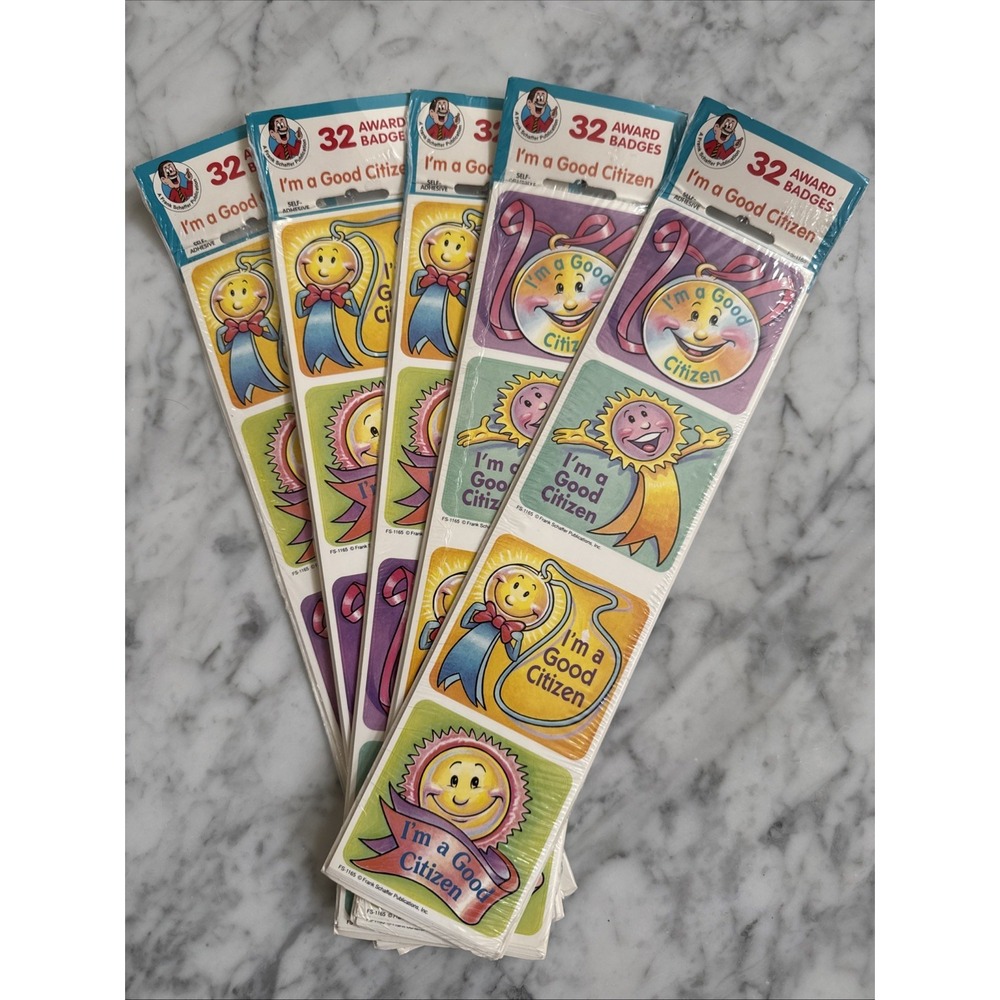 RARE 1992 Frank Shaffer Award Badge Stickers I'm a Good Citizen Set Of 5